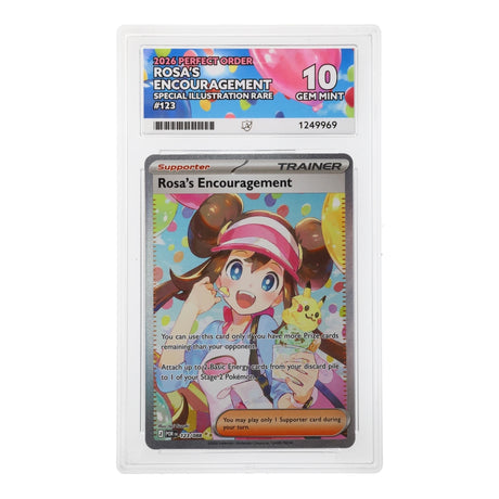 Pokemon - Mega Evolution - Perfect Order - Rosa's Encouragement - 123/088 (ACE 10 Art Label Graded Slab) - JET Cards