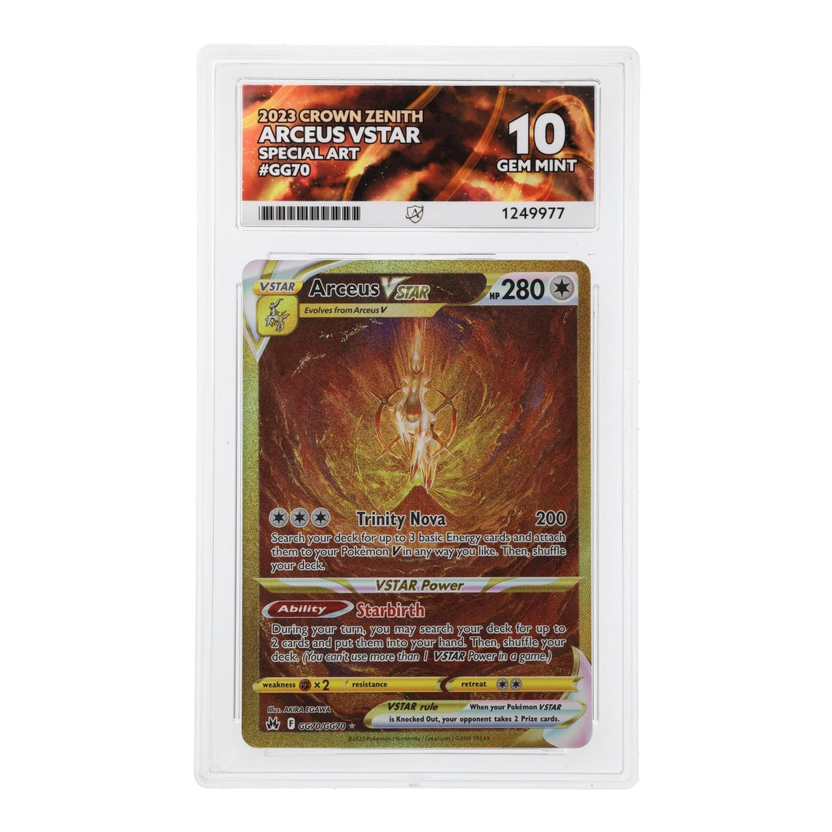 Pokemon - Sword & Shield - Crown Zenith - Arceus VSTAR - GG70/GG70 (ACE 10 Art Label Graded Slab)