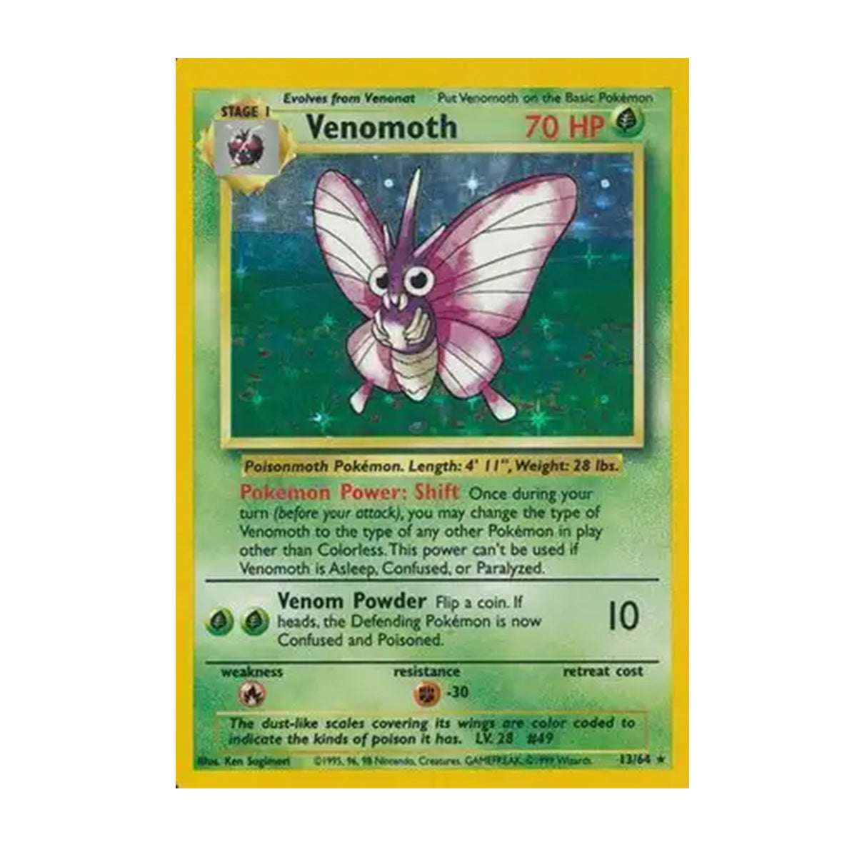 Venomoth 13/64 - Base Set - Jungle - Holo Rare
