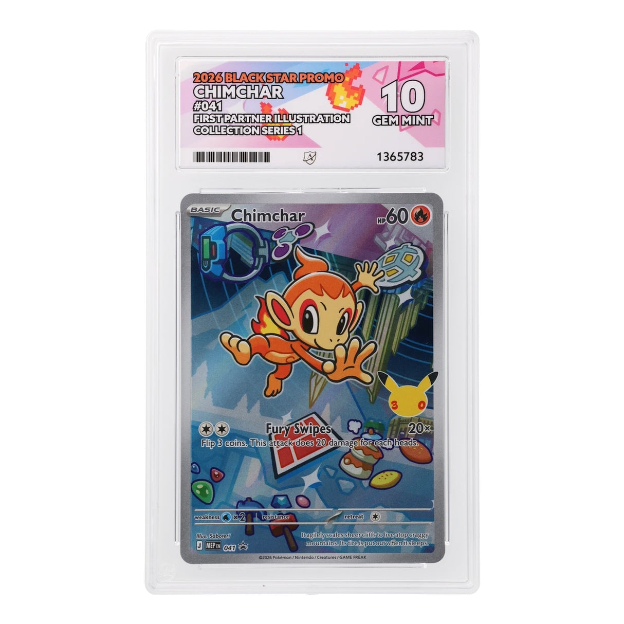 Pokemon - Black Star Promo - Chimchar - MEP041 (ACE 10 Art Label Graded Slab)