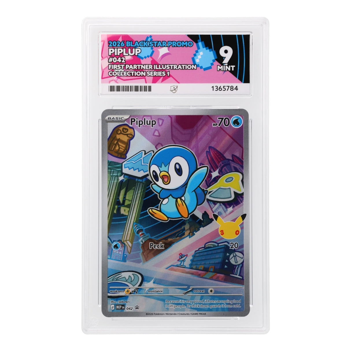 Pokemon - Black Star Promo - Piplup - MEP042 (ACE 9 Art Label Graded Slab)