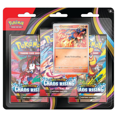Pokemon - Mega Evolution - Chaos Rising - 3 Pack Blister - Charmeleon - JET Cards
