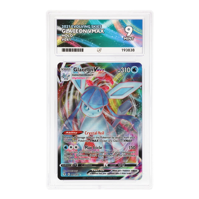 Pokemon - Sword & Shield - Evolving Skies - Glaceon VMAX - 041/203 (ACE 9 Art Label Graded Slab) - JET Cards