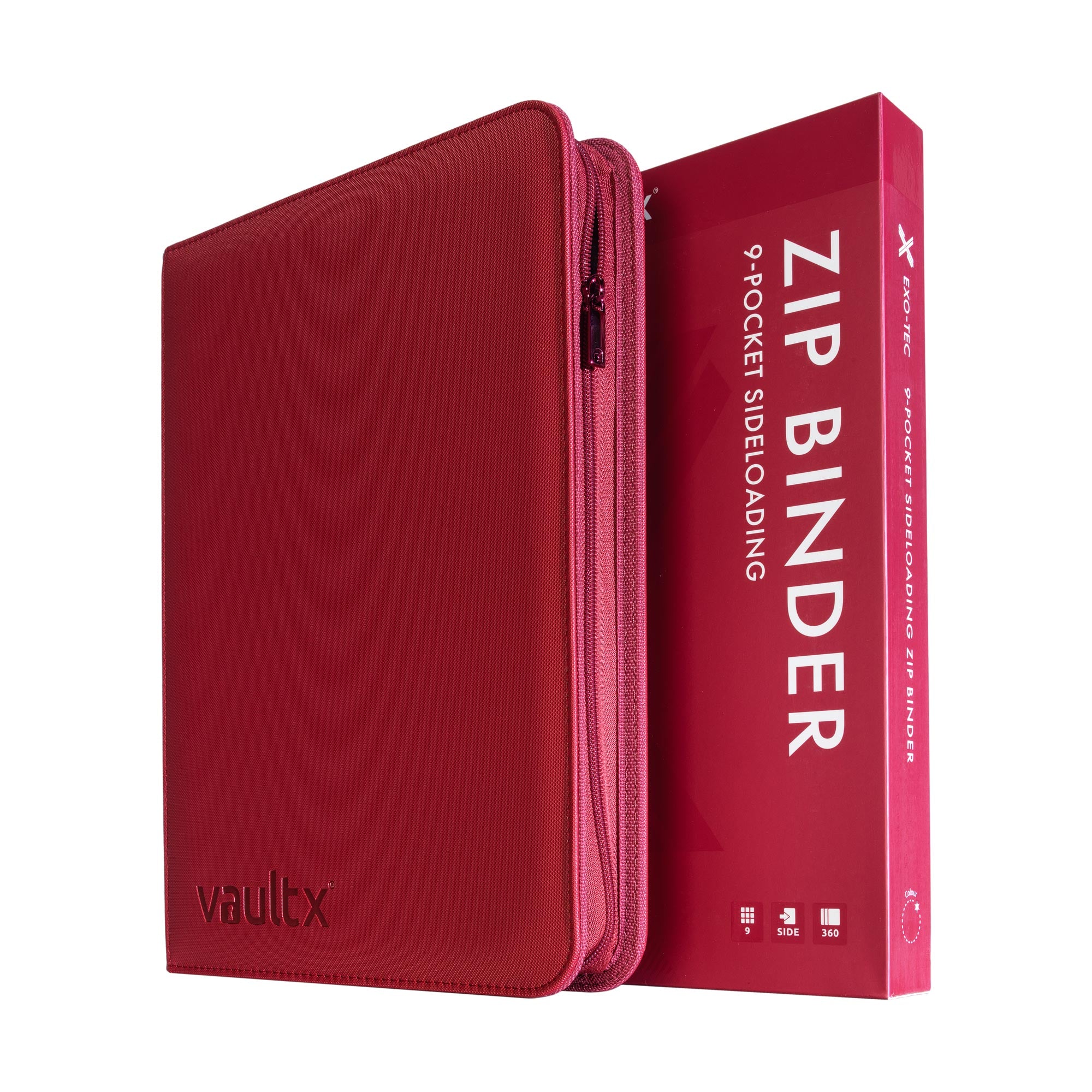 Vault X - 9-Pocket Exo-Tec® - Zip Binder - Metallic Red