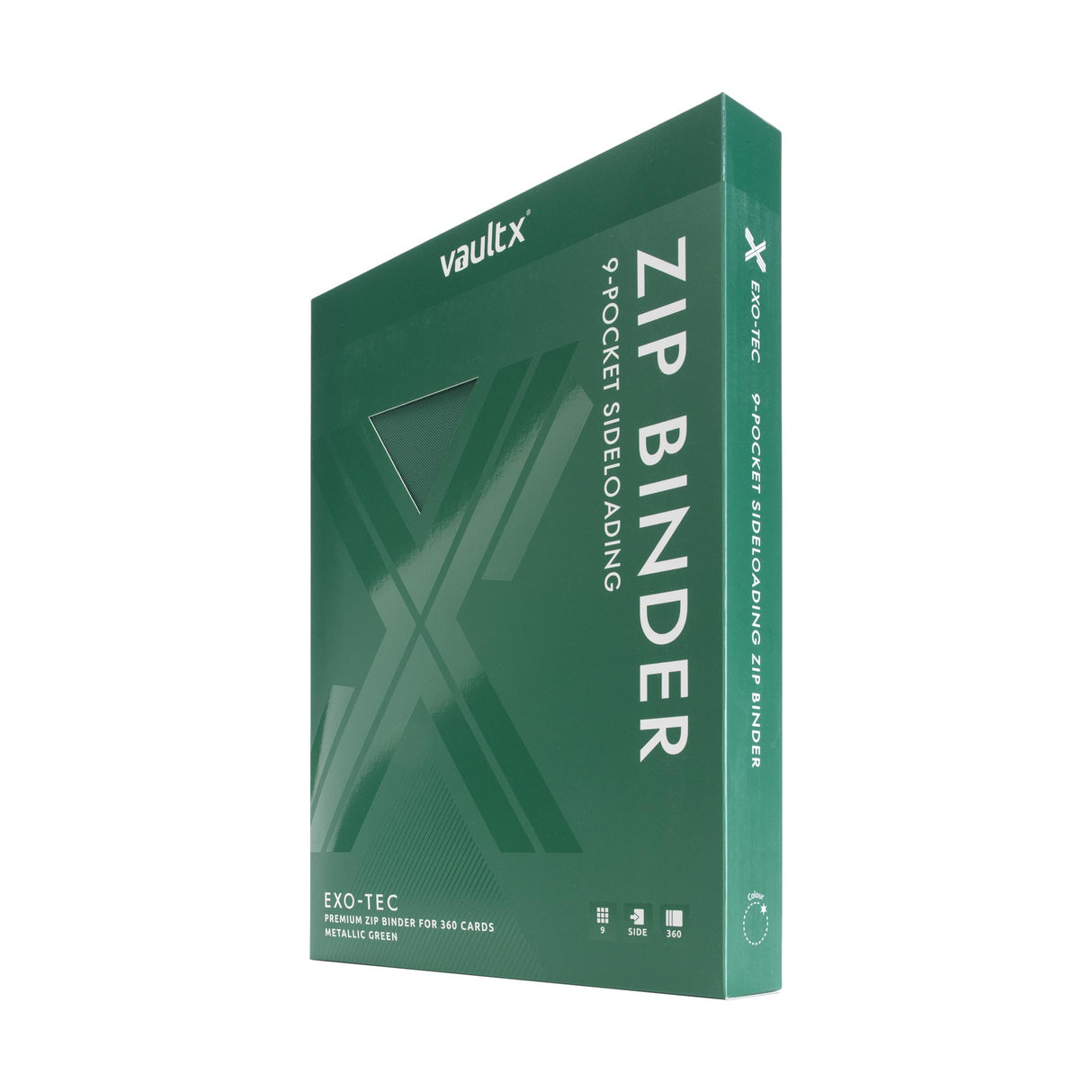 Vault X - 9-Pocket Exo-Tec® - Zip Binder - Metallic Green