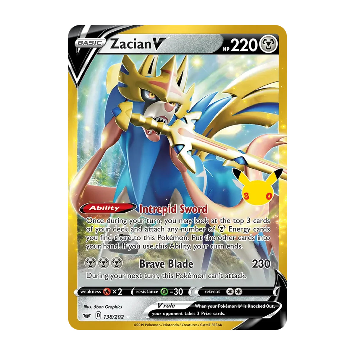 Zacian V 138/202 - Mega Evolution - 30th Celebration - Classic Collection