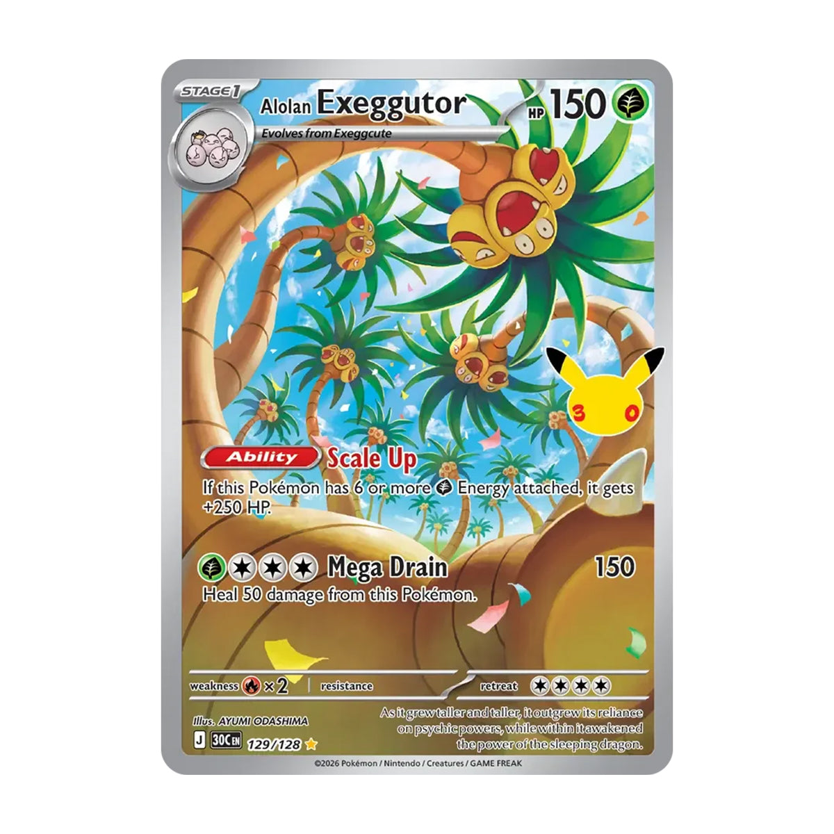 Alolan Exeggutor 129/128 - Mega Evolution - 30th Celebration - Illustration Rare