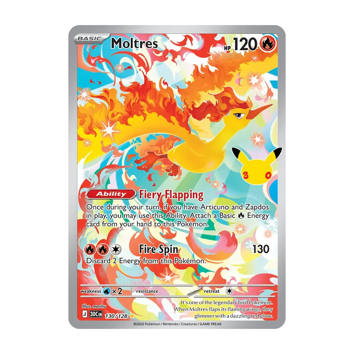 Moltres 130/128 - Mega Evolution - 30th Celebration - Illustration Rare