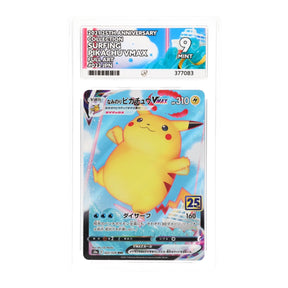 Pokemon - Sword & Shield - 25th Anniversary - Surfing Pikachu VMAX - 022/028 (ACE 9 Art Label Graded Slab) - JET Cards