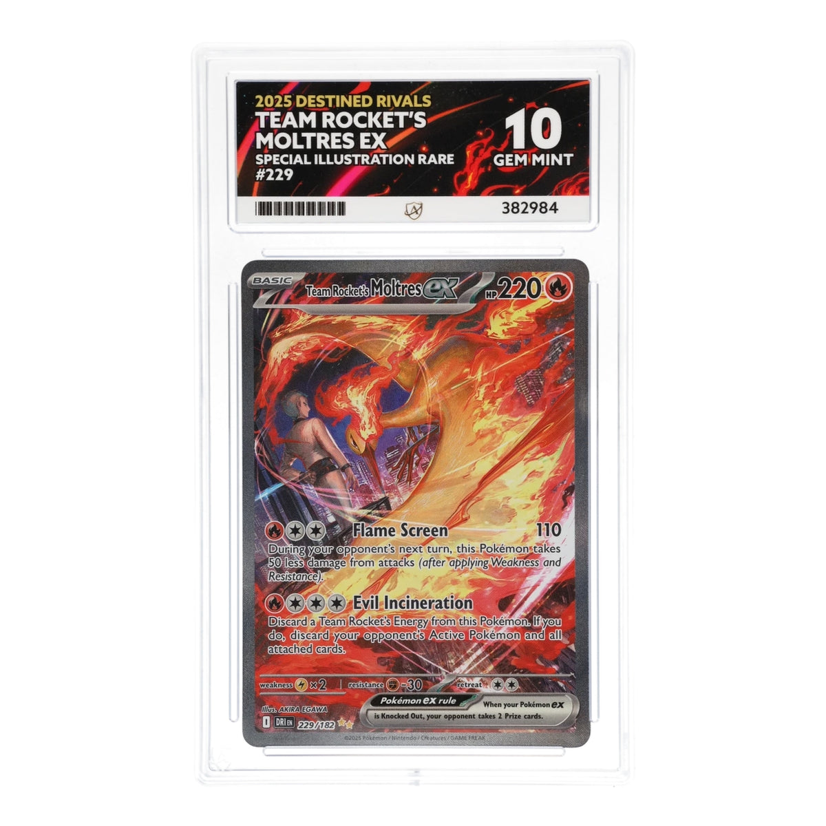 Pokemon - Scarlet & Violet - Destined Rivals - Team Rocket's Moltres - 229/182 (ACE 10 Art Label Graded Slab)