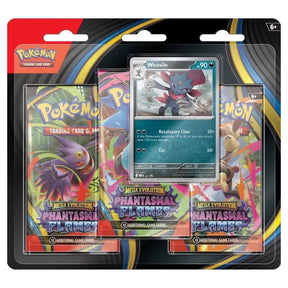 Pokemon - Mega Evolution - Phantasmal Flames - 3-Pack Blister - Weavile - JET Cards