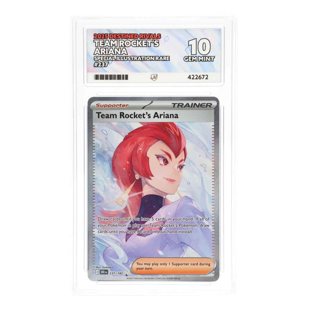 Pokemon - Scarlet & Violet - Destined Rivals - Team Rocket's Ariana - 237/182 (ACE 10 Art Label Graded Slab) - JET Cards