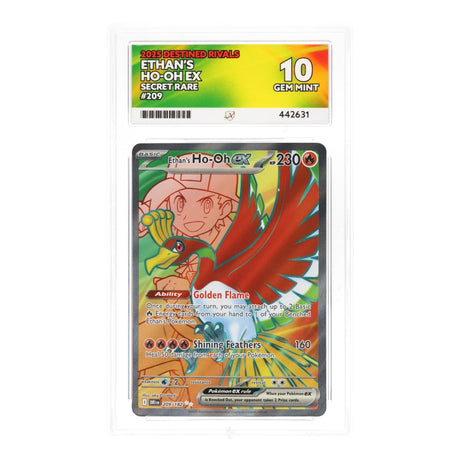 Pokemon - Scarlet & Violet - Destined Rivals - Ethan's Ho-Oh - 209/182 (ACE 9 Art Label Graded Slab) - JET Cards