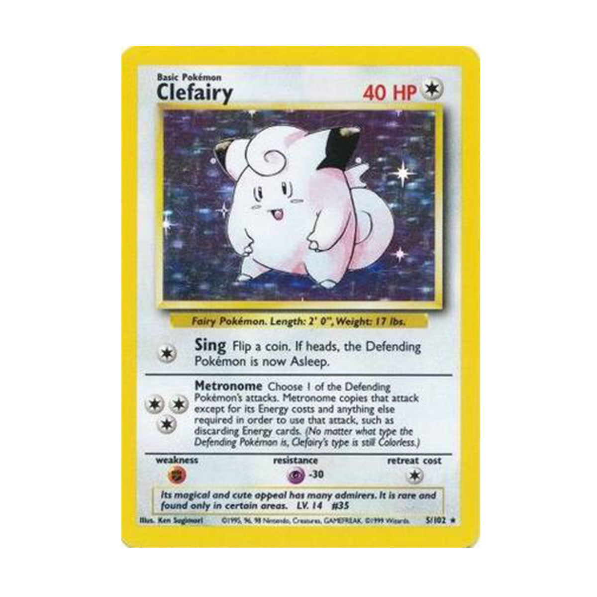 Clefairy 5/102 - Base Set - Unlimited - Rare Holo