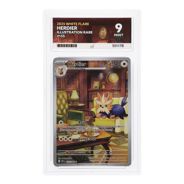Pokemon - Scarlet & Violet - White flare - Herdier - 155/086 (ACE 9 Art Label Graded Slab) - JET Cards