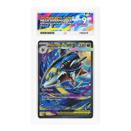 Pokemon - Mega Evolution - Phantasmal Flames - Mega Sharpedo ex - 127/094 (ACE 9 Art Label Graded Slab) - JET Cards
