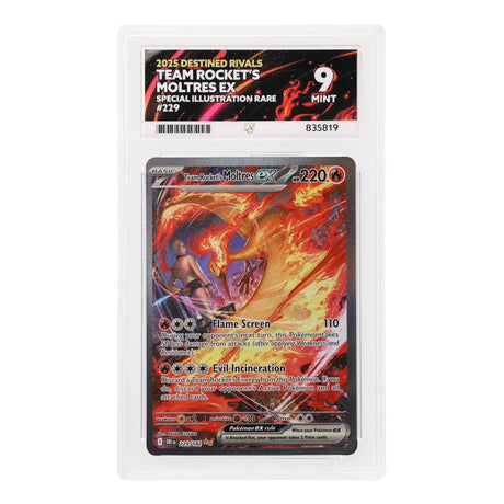 Pokemon - Scarlet & Violet - Destined Rivals - Team Rocket's Moltres ex - 229/182 (ACE 9 Art Label Graded Slab) - JET Cards