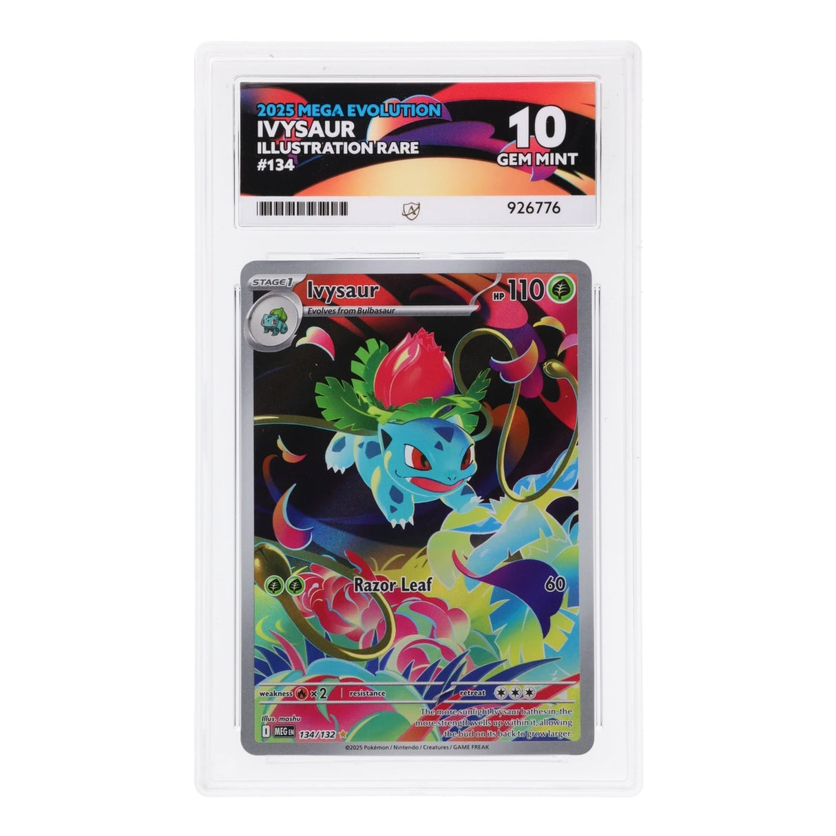 Pokemon - Mega Evolution - Ivysaur - 134/132 (ACE 10 Art Label Graded Slab) - JET Cards