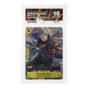 One Piece - Illustration Box Vol.3 - Roronoa Zoro - OP07-113 (ACE 10 Art Label Graded Slab) - JET Cards