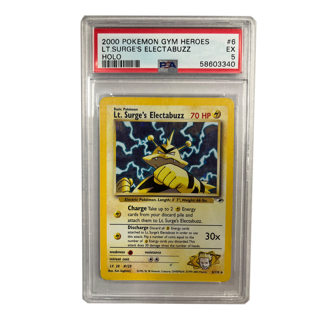 Pokemon - Gym Heroes - Lt. Surge's Electabuzz - 6/132 (PSA 5 Graded Slab)