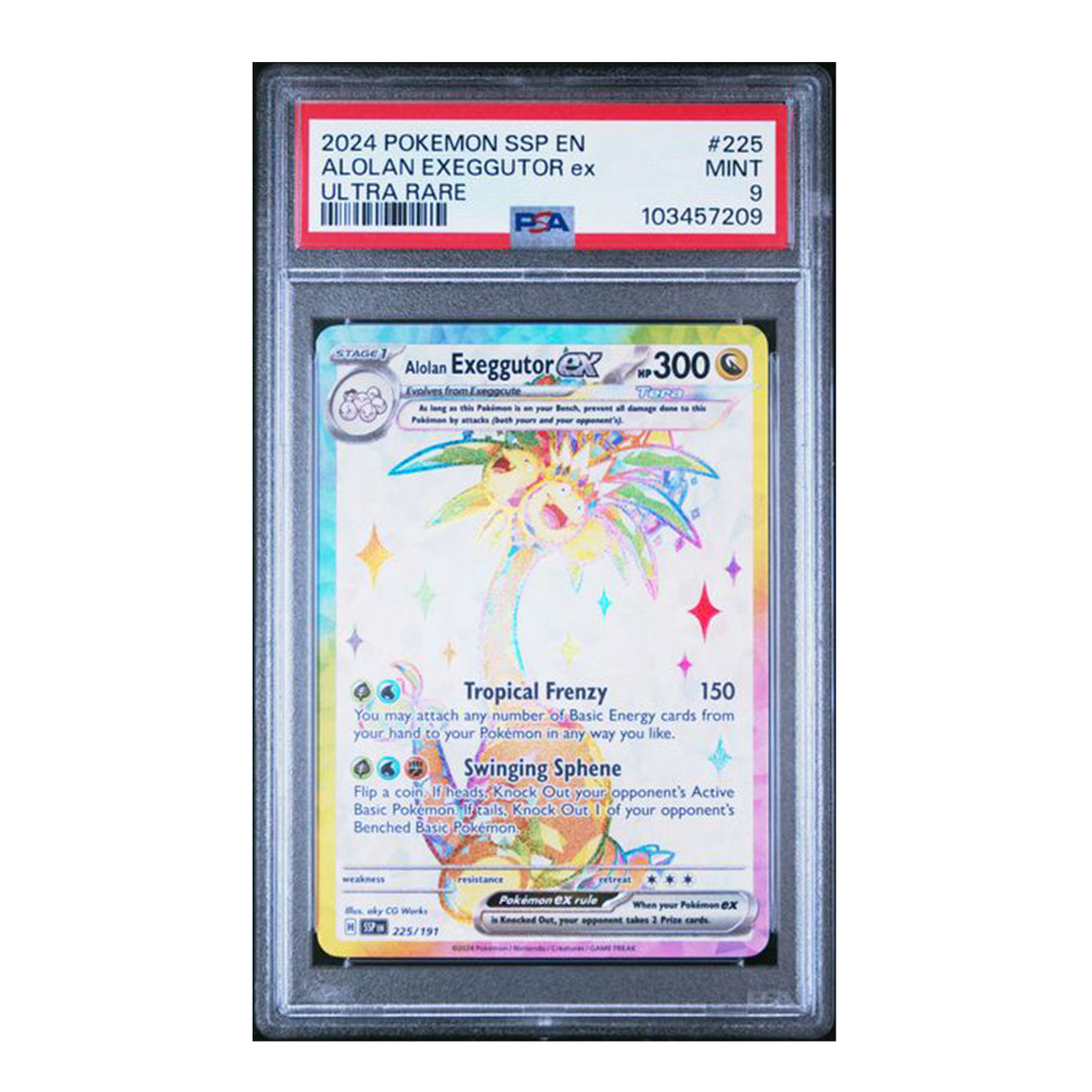 Pokemon - Scarlet & Violet - Surging Sparks - Alolan Exeggutor - 225/191 (PSA 9 Graded Slab)