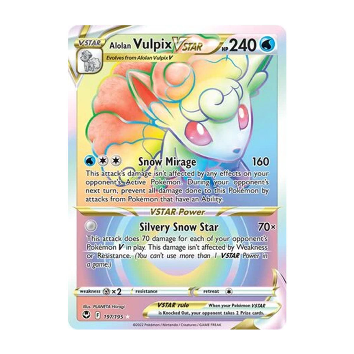 Alolan Vulpix VSTAR 197/195 - Sword & Shield - Silver Tempest - Rare Rainbow