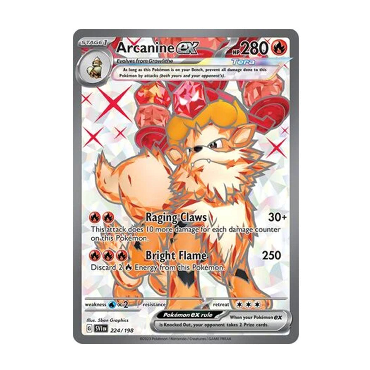 Arcanine EX 224/198 - Scarlet & Violet - Base - Ultra Rare
