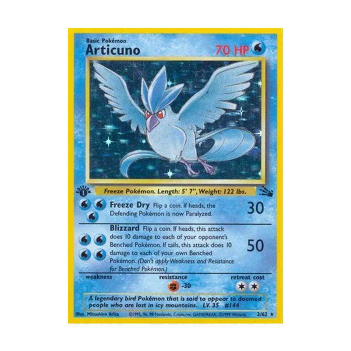 Articuno 2/62 - Base Set - Fossil - 1st Edition Holo Rare