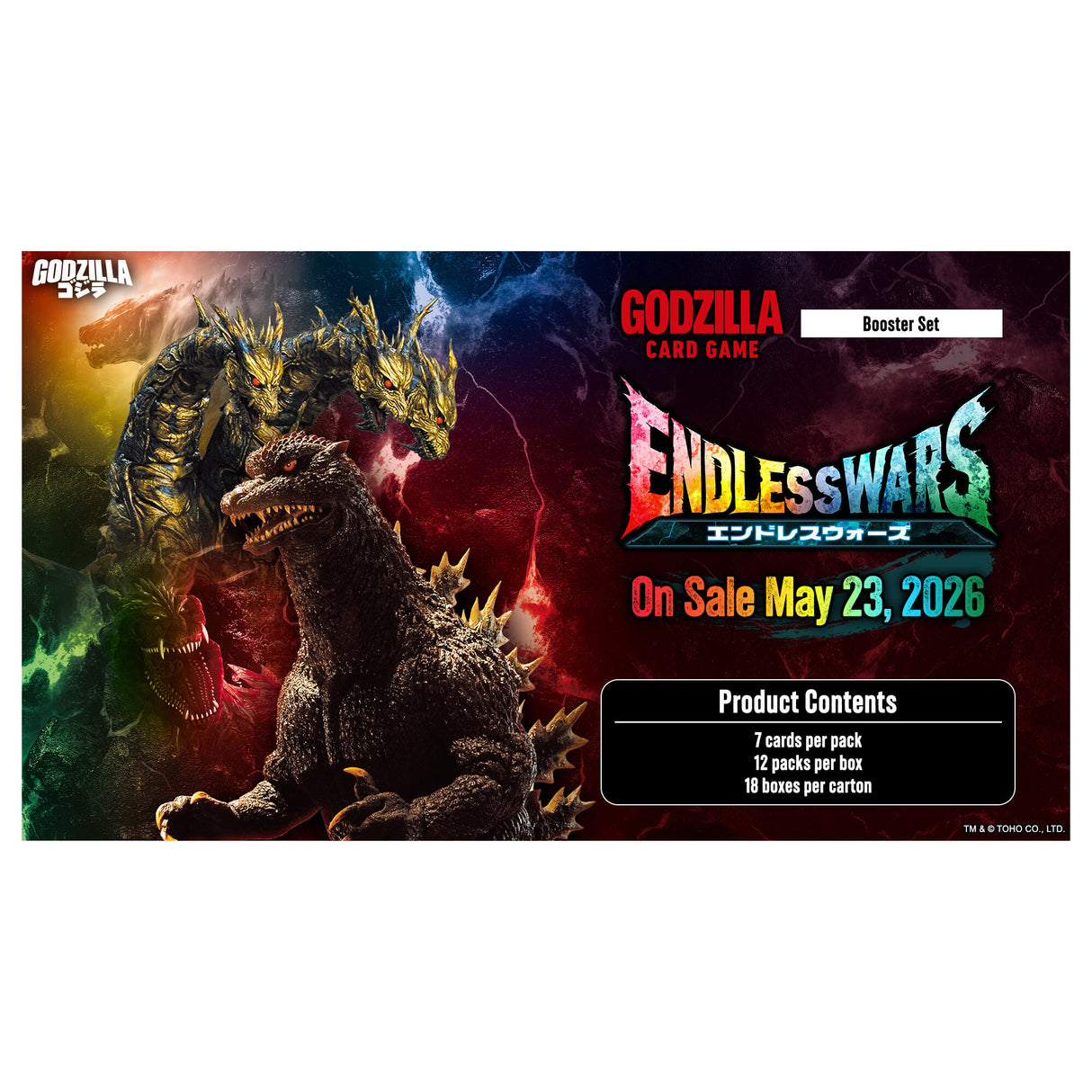Godzilla Card Game - Set 4 - Endless Wars - Booster Box (12 Packs) - JET Cards