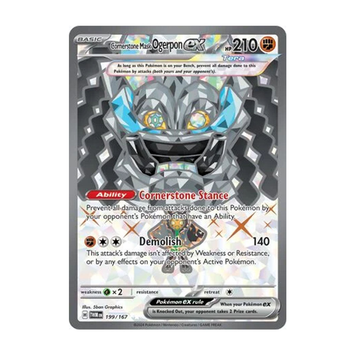 Cornerstone Mask Ogerpon EX 199/167 - Scarlet & Violet - Twilight Masquerade - Ultra Rare