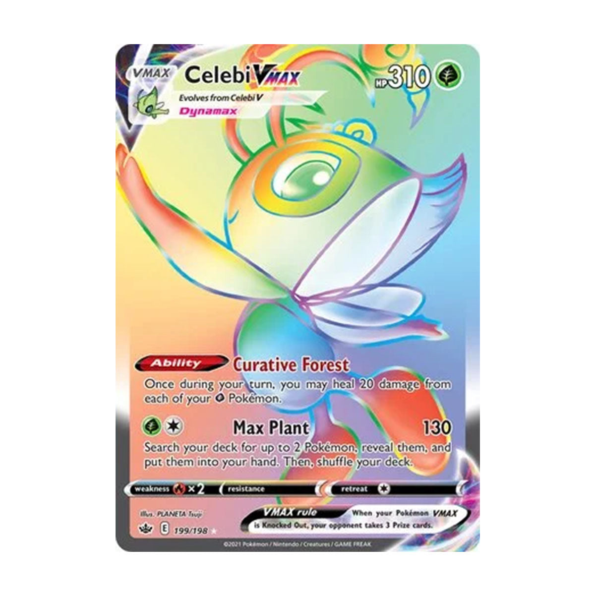 Celebi VMAX 199/198 - Sword & Shield - Chilling Reign - Rare Rainbow