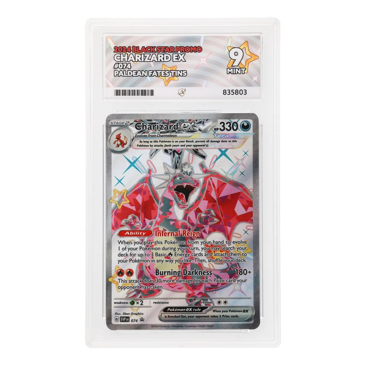 Pokemon - Scarlet & Violet - Promo - Charizard EX - 074 (ACE 9 Art Label Graded Slab)