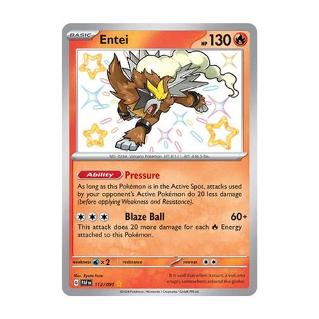 Entei 112/091 - Scarlet & Violet - Paldean Fates - Shiny Rare - JET Cards