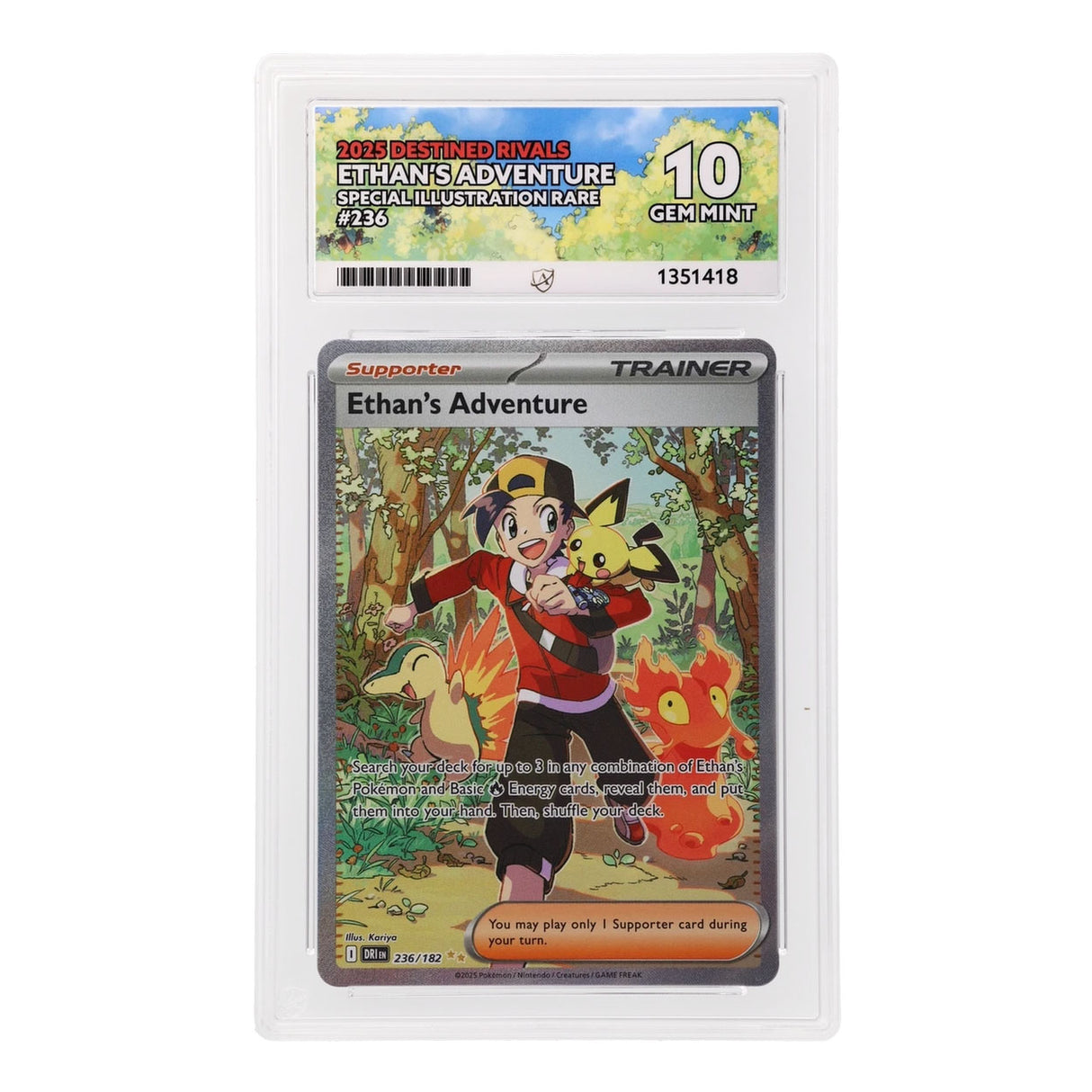 Pokemon - Scarlet & Violet - Destined Rivals - Ethan's Adventure - 236/182 (ACE 10 Art Label Graded Slab)
