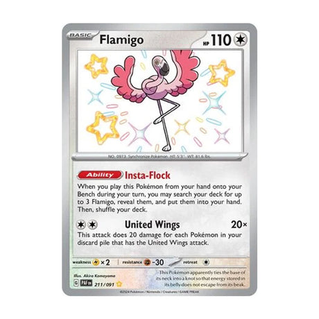 Flamigo 211/091 - Scarlet & Violet - Paldean Fates - Shiny Rare - JET Cards
