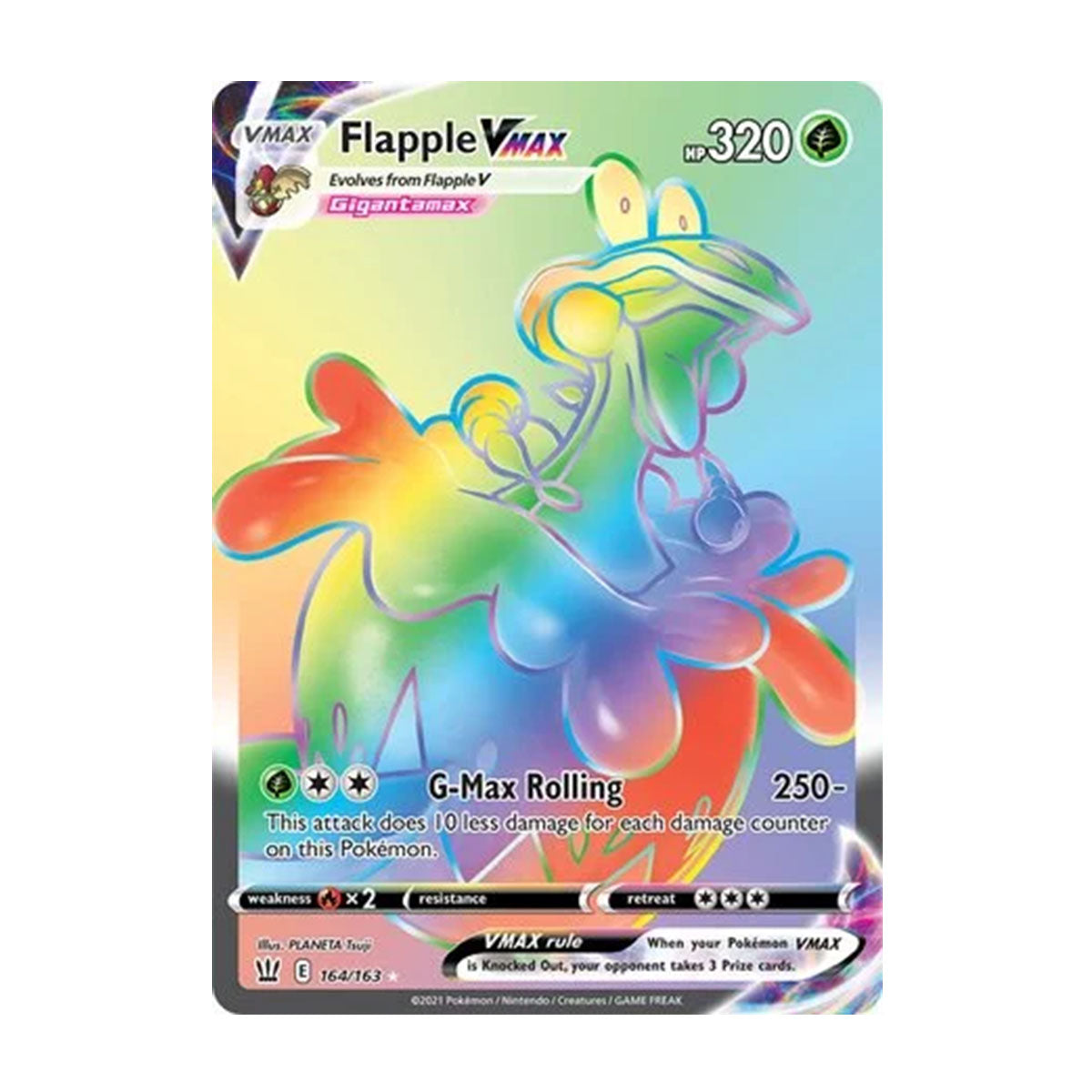 Flapple VMAX 164/163 - Sword & Shield - Battle Styles - Rare Rainbow