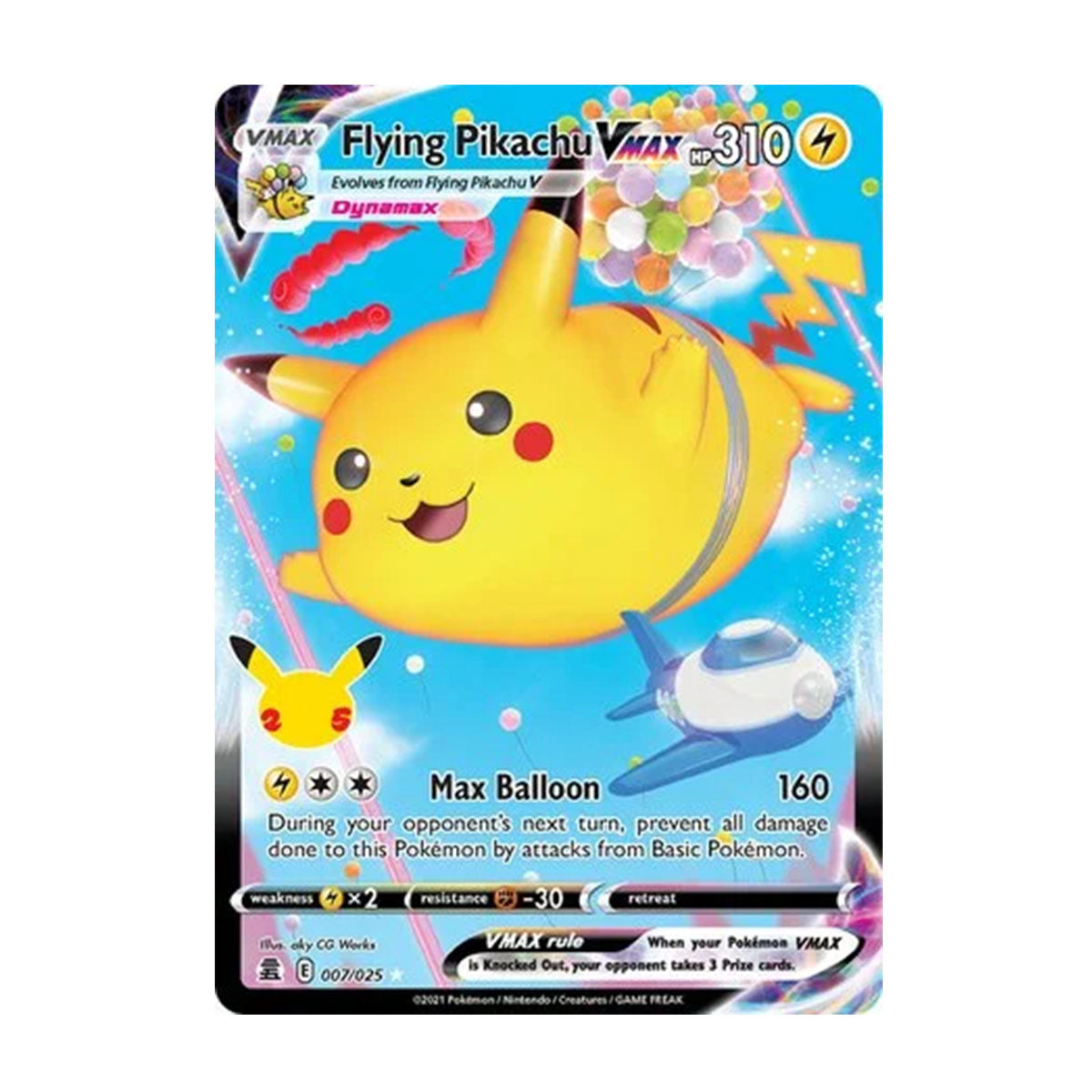 Flying Pikachu VMAX 007/025 - Sword & Shield - Celebrations - Holo Rare VMAX