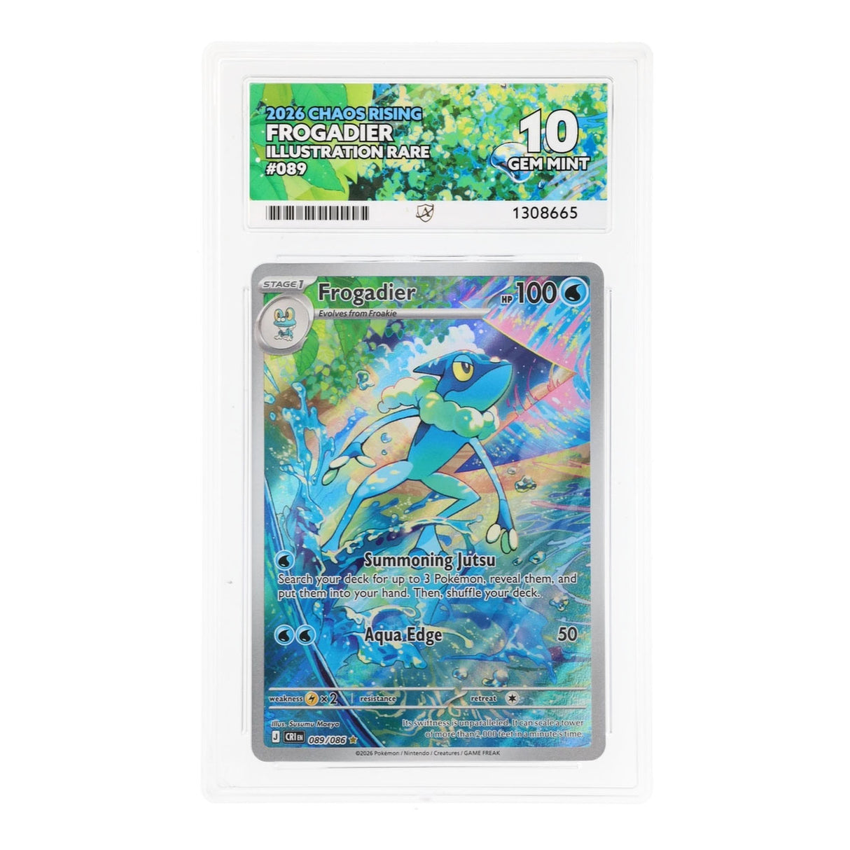Pokemon - Mega Evolution - Chaos Rising - Frogadier - 089/086 (ACE 10 Art Label Graded Slab)