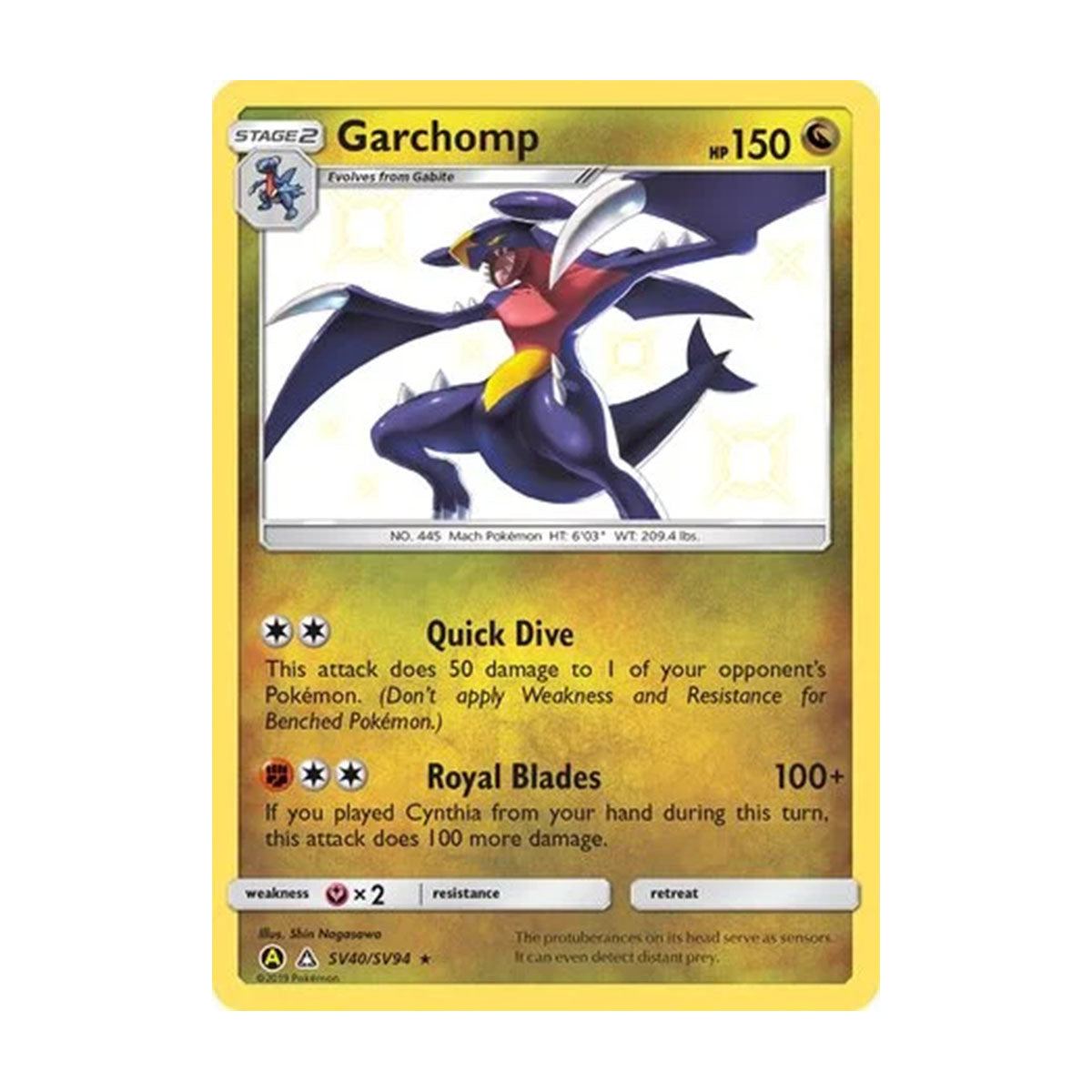 Garchomp SV40/SV94 - Sun & Moon - Hidden Fates - Rare Shiny