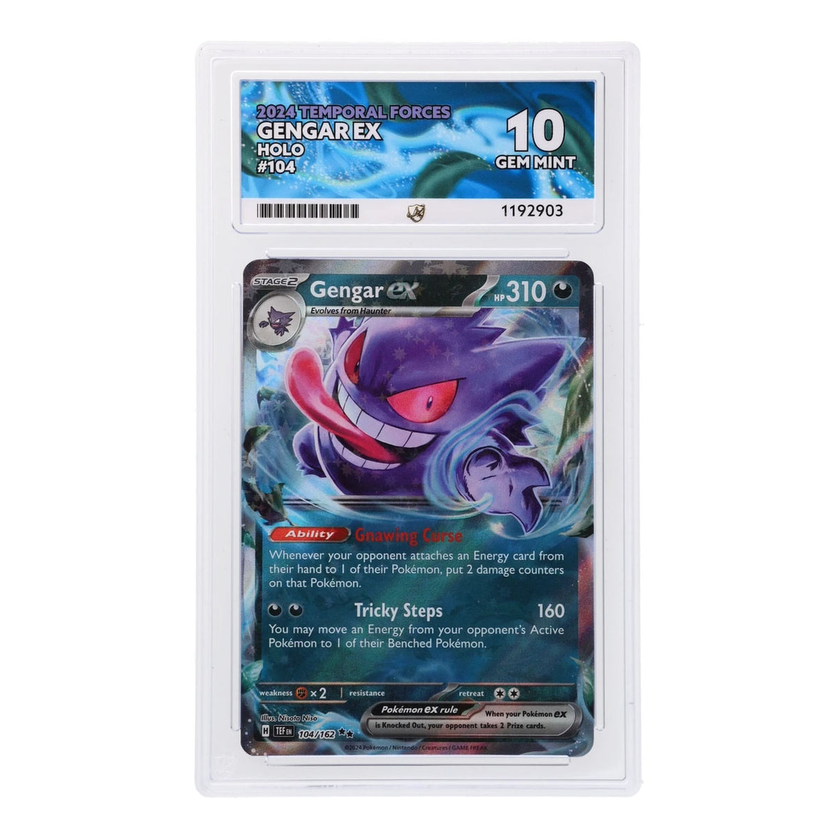 Pokemon - Scarlet & Violet - Temporal Forces - Gengar EX - 104/162 (ACE 10 Art Label Graded Slab)