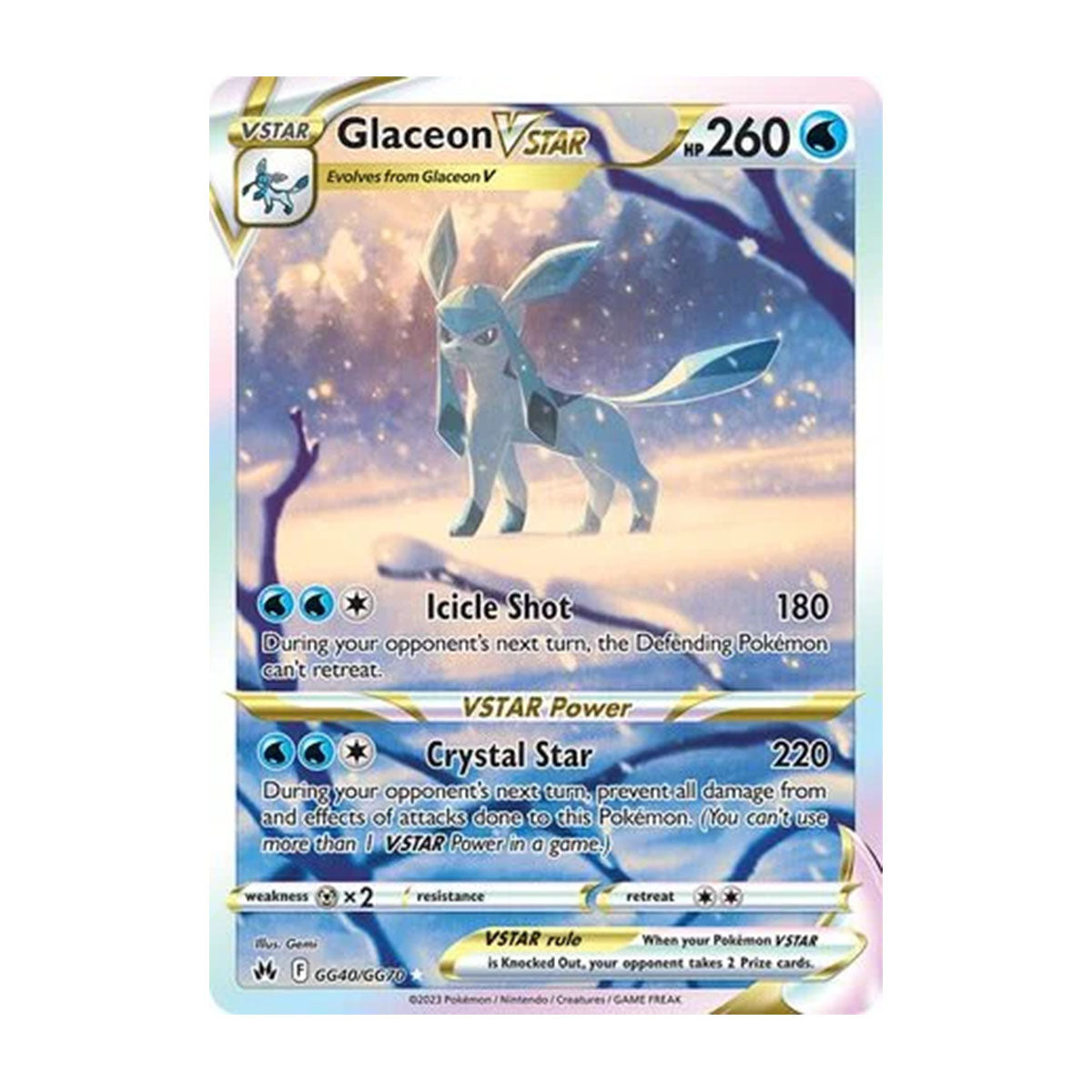 Glaceon VSTAR GG40/GG70 - Sword & Shield - Crown Zenith - Holo Rare VSTAR