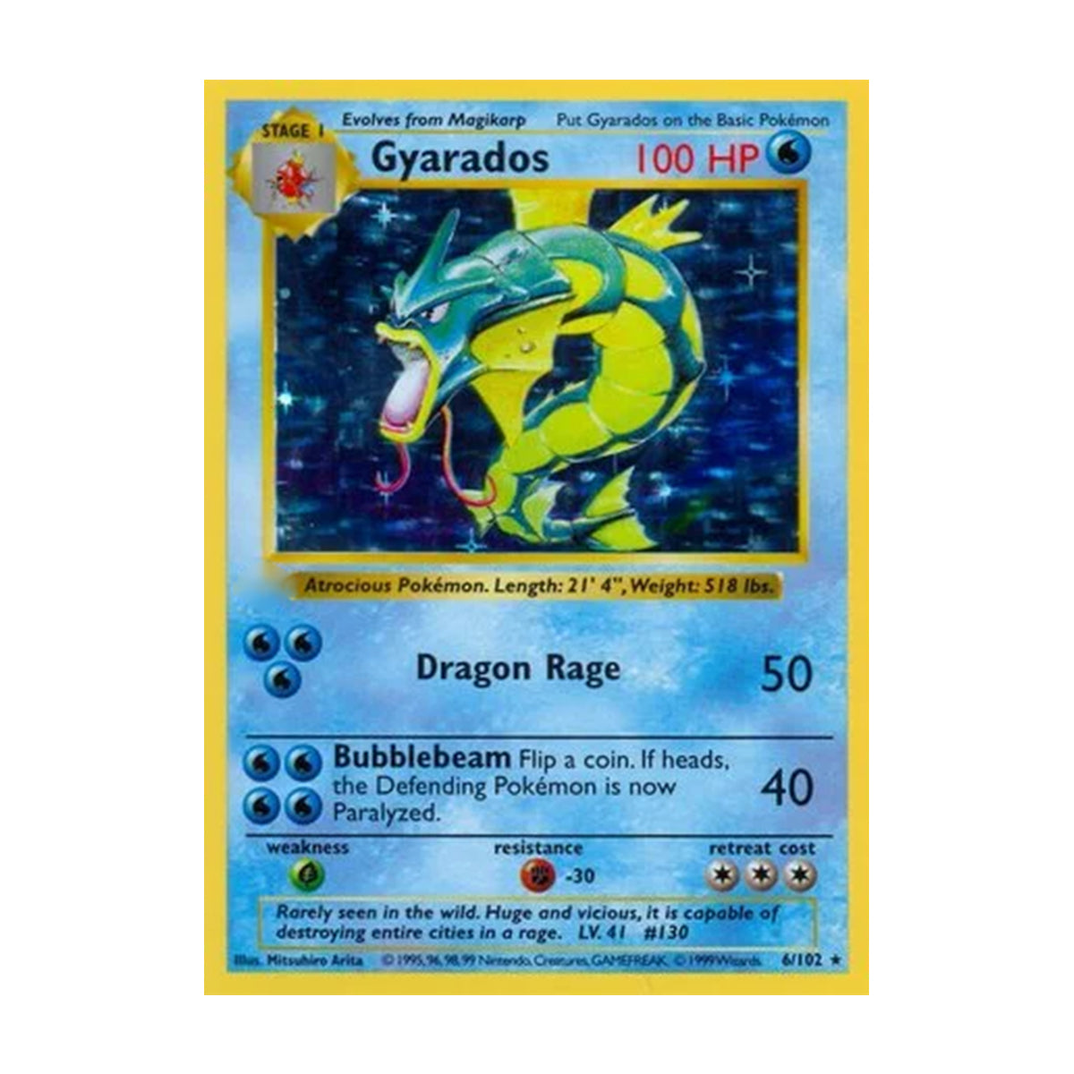 Gyarados 6/102 - Base Set - Unlimited - Shadowless Holo Rare