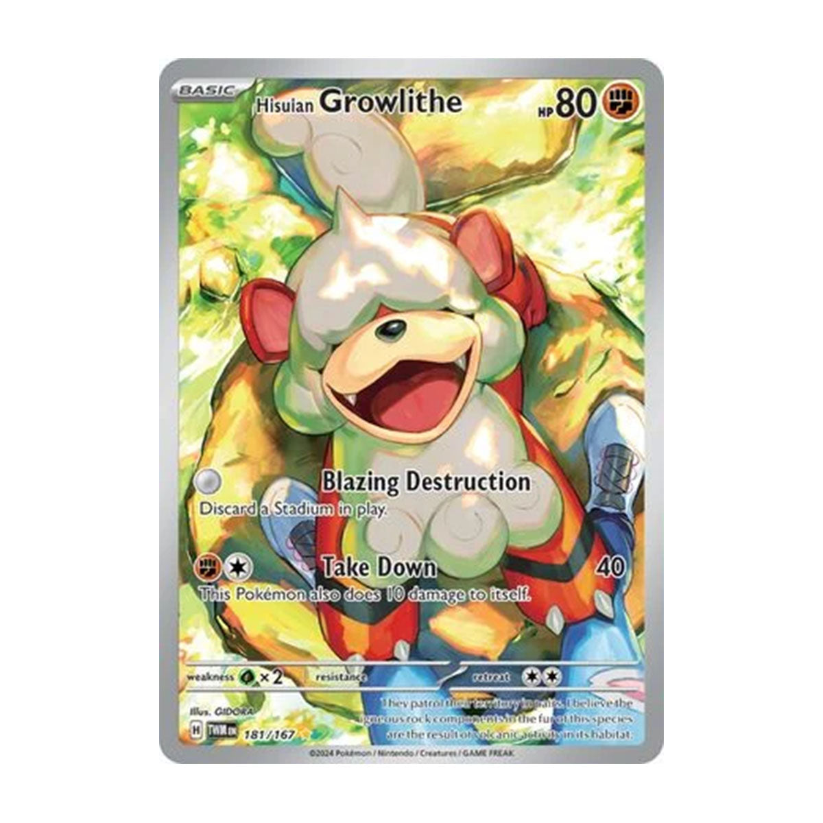 Hisuian Growlithe 181/167 - Scarlet & Violet - Twilight Masquerade - Illustration Rare