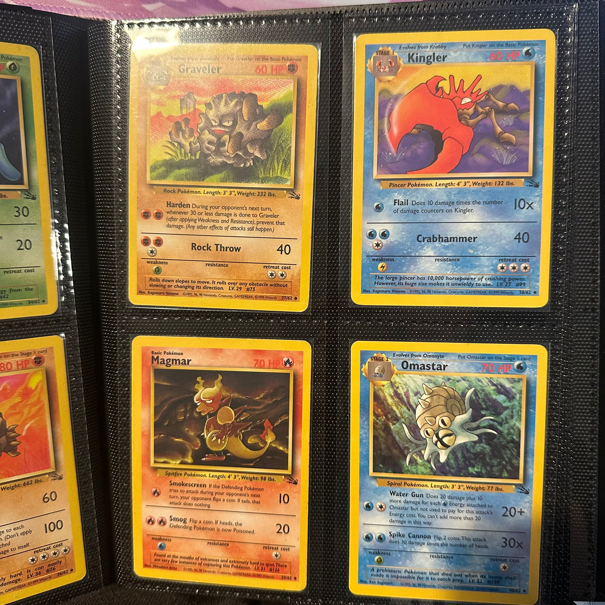 Pokemon - Complete 1999 Fossil Set 62/62 - Lightly Played to Moderately Played Condition