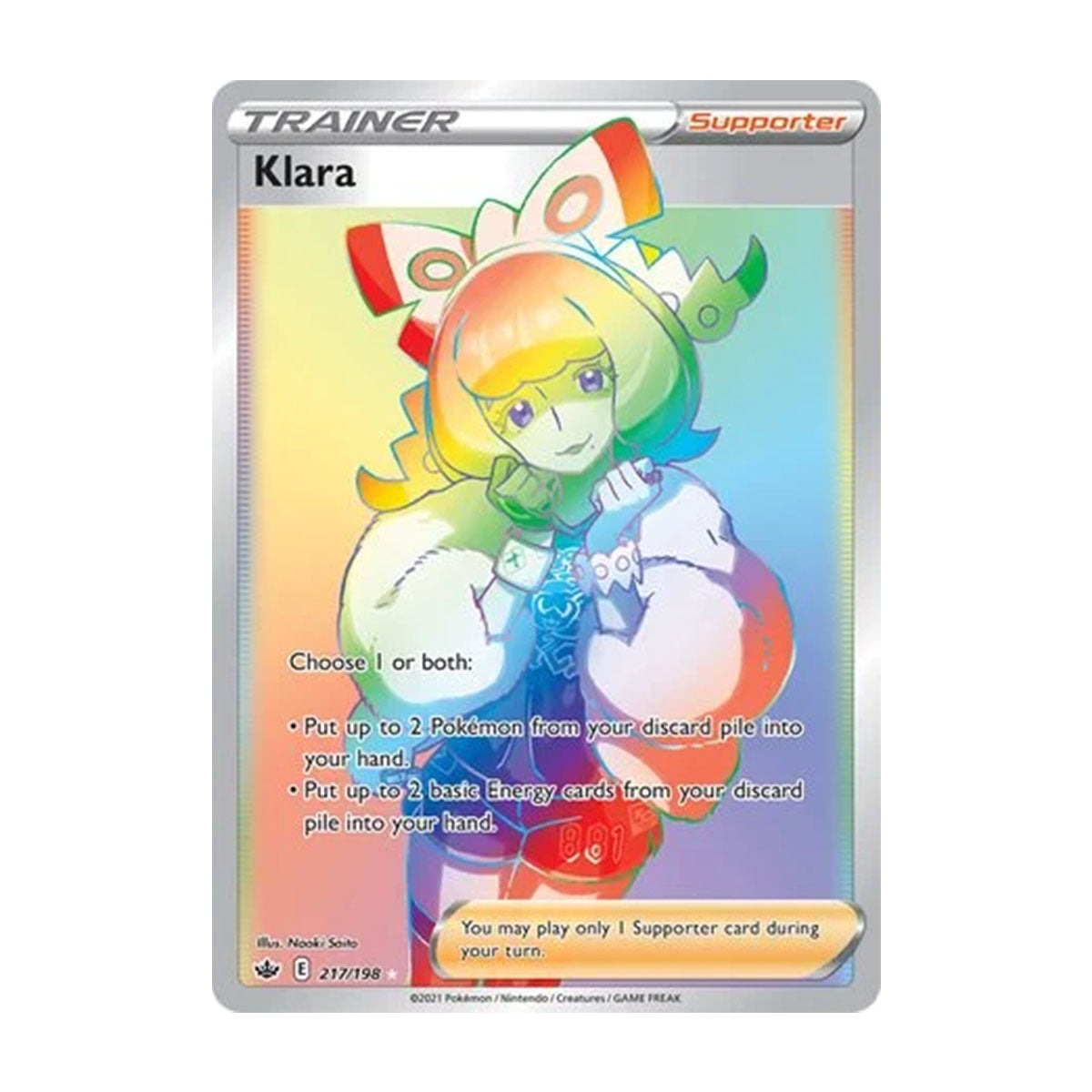 Klara 217/198 - Sword & Shield - Chilling Reign - Rare Rainbow