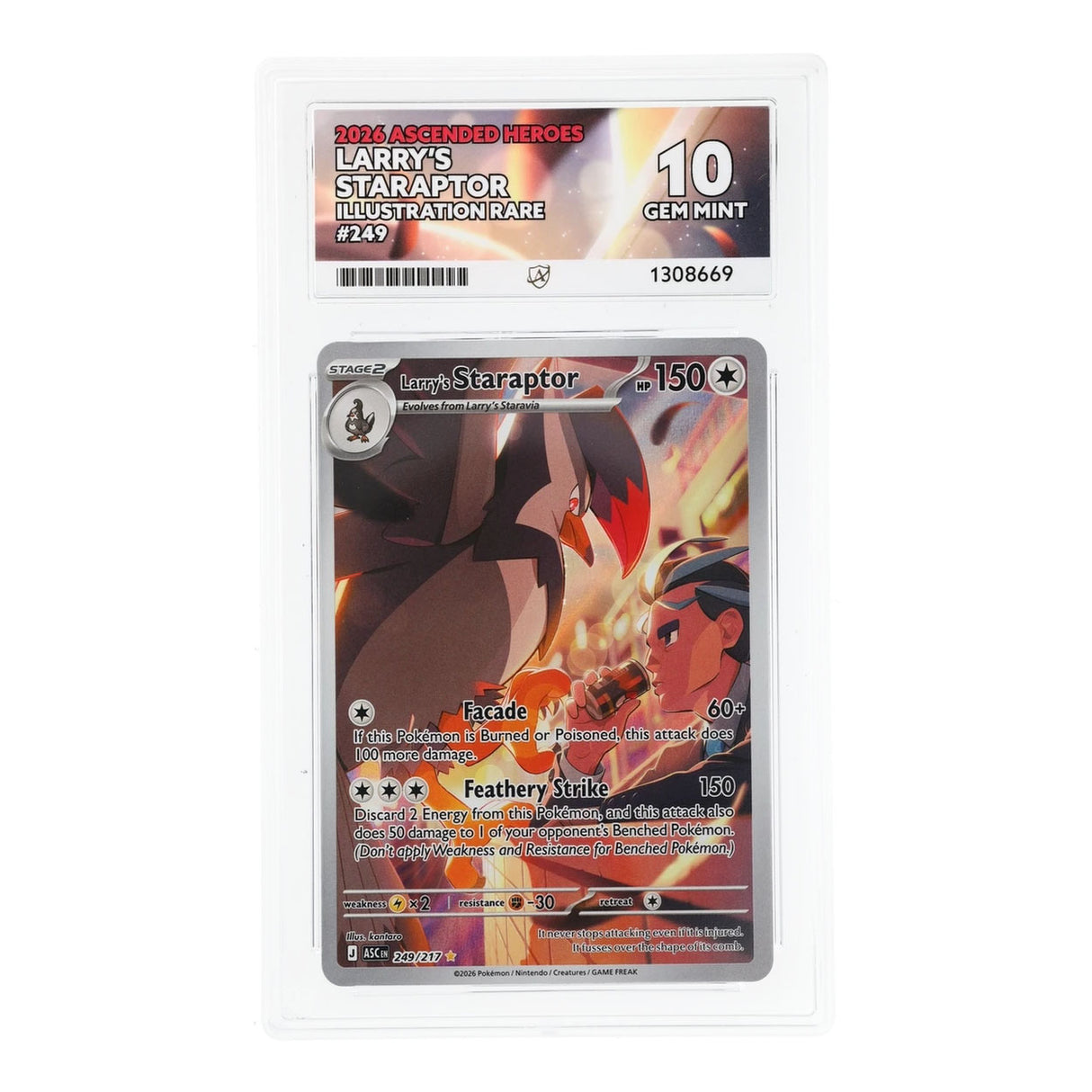 Pokemon - Mega Evolution - Ascended Heroes - Larry's Staraptor - 249/217 (ACE 10 Art Label Graded Slab)