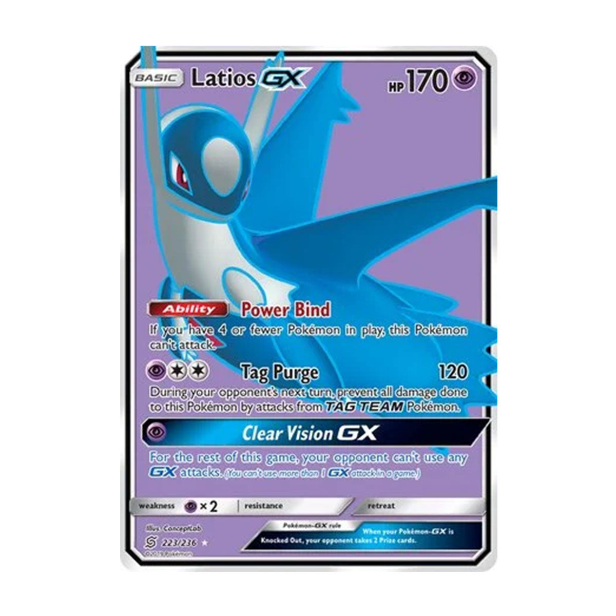 Latios GX 223/236 - Sun & Moon - Unified Minds - Rare Ultra