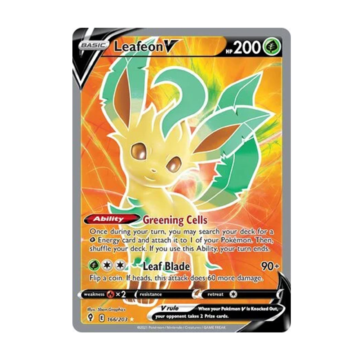 Leafeon V 166/203 - Sword & Shield - Evolving Skies - Ultra Rare