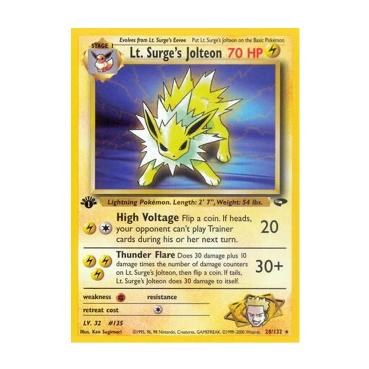 Lt. Surge's Jolteon 28/132 - Base Set - Gym Challenge - Rare