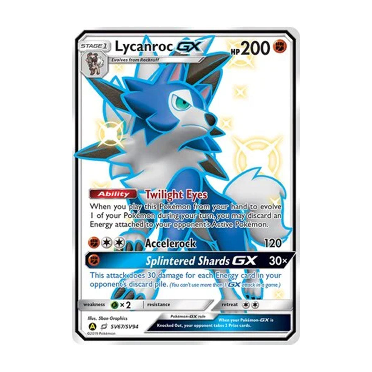 Lycanroc GX SV67/SV94 - Sun & Moon - Hidden Fates - Shiny Rare GX